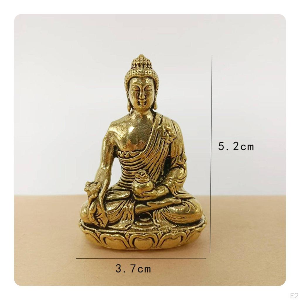 Brass Guanyin Figurine Handcrafted Small Sitting Buddha Ornament Vintage Style Miniature
