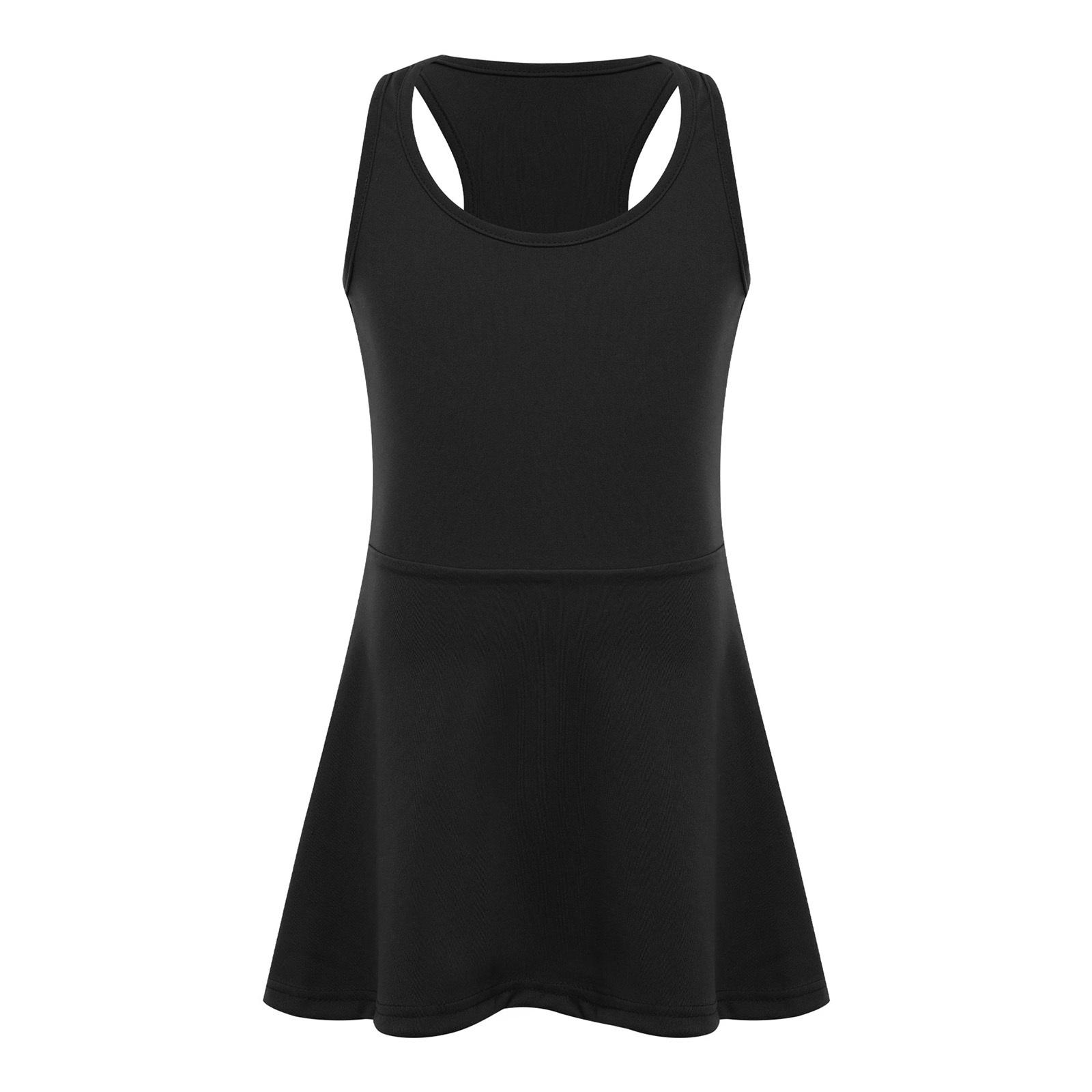

Girls Workout Tennis Dress U Neck Sleeveless Racerback Sundress Solid Color Golf Sports Dresses 10-11 Years чорний