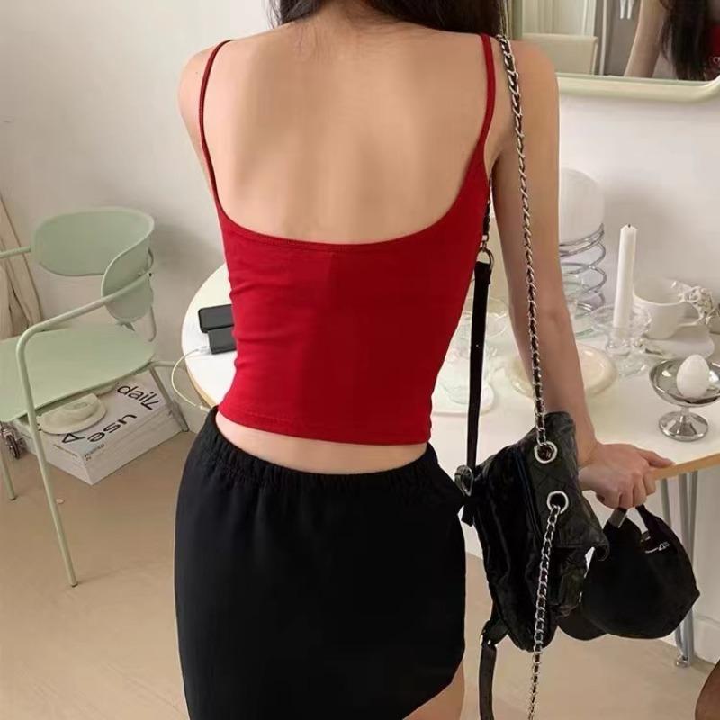 Letter beauty back halter red vest new female summer Spice girls wear slim-fit short strapless top sleeveless