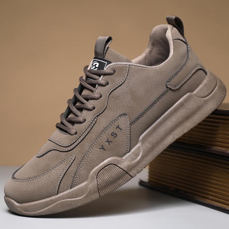 Men's Versatile Leather Lace-up Casual Sneakers - Breathable, Comfortable, Non-slip for Spring & Autumn 2025