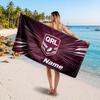 Queensland Maroons Customized Name Text Beach Towel, Soft Absorbent Towel Beach Pool Travel Personal Gift