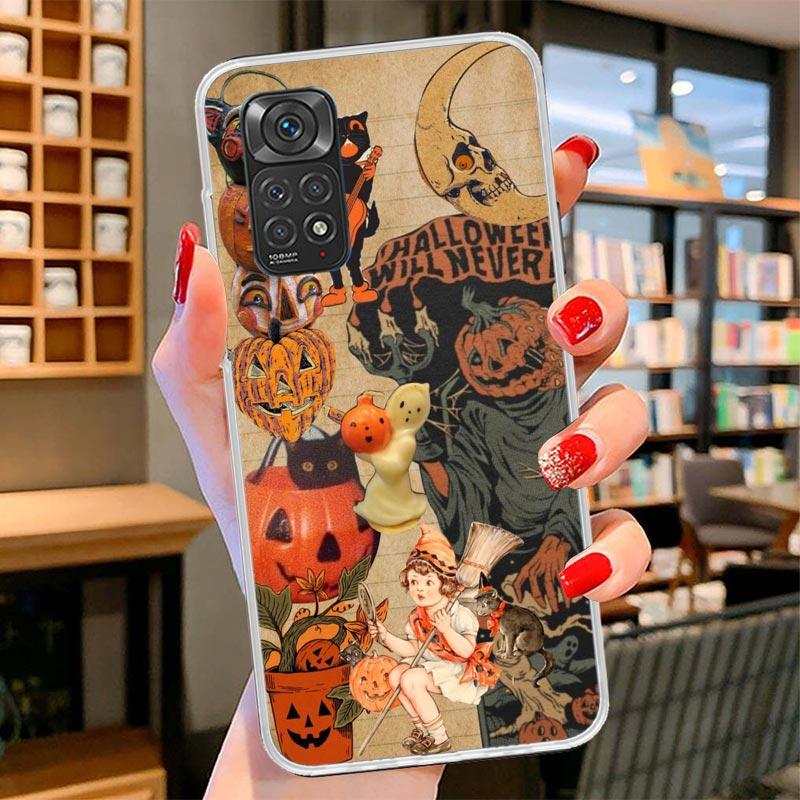 Halloween Fall Art Witch Cat Cover Phone Case For Xiaomi Redmi Note 15 14 13 12 11 10 Pro Plus 14S 12S 11S 11T 11E 10S Soft Fund