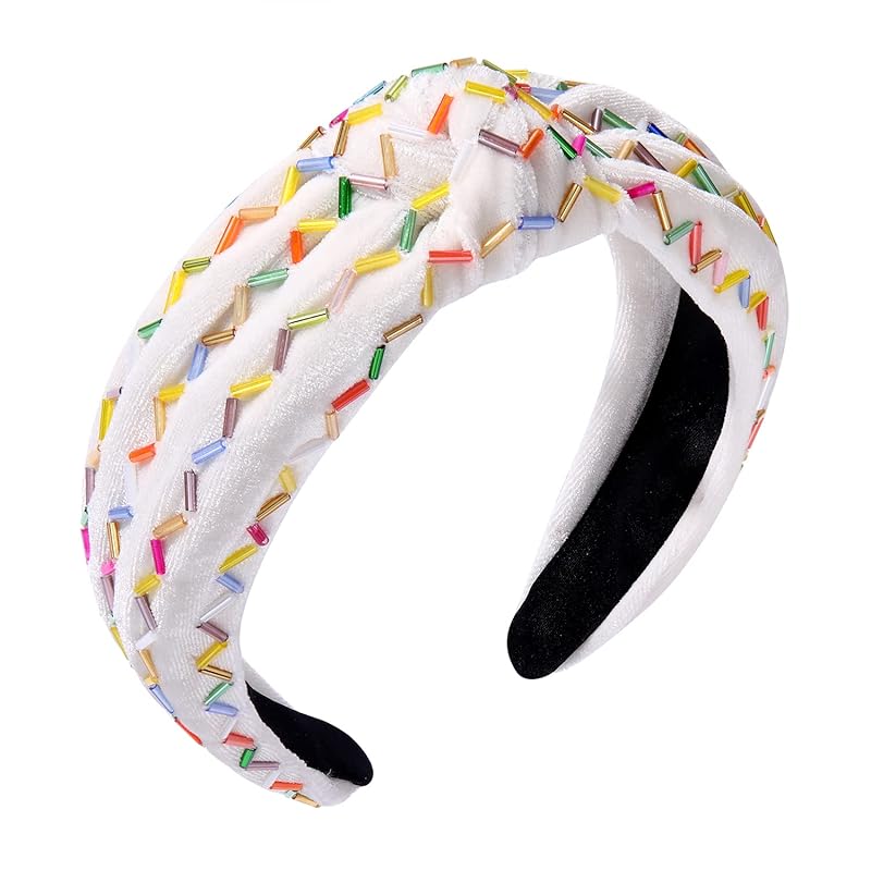 St.Patrick’s Day Headband Green Sprinkle Knotted Headband Birthday Hairbands Statement Velvet Wide Turban Hair Hoop for Women Girls Holiday Party