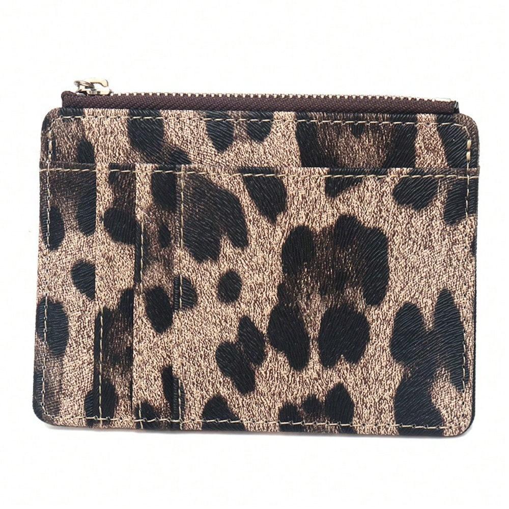 RFID Leopard Print Business Card Holder Large Capacity With Zipper Small Card Bag Credit Card Bank Card Holder