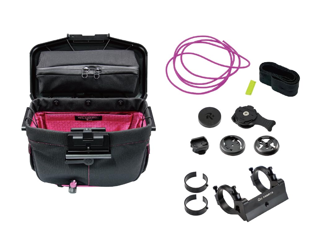 

Сумка-накладка R+Mount Plus (Черный/Розовый) с Креплением на руль [R+Bag-BKPK-DM35] Сумка для езды и Базовое крепление (R+B-DM35) набор