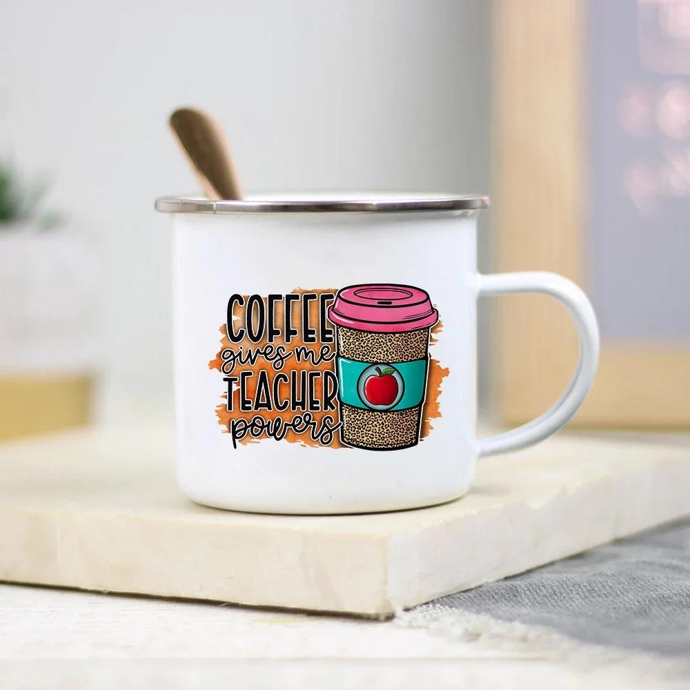 It Takes A Big Heart To Shape Little Minds Teacher Enamel Mug Creative Teacher School Water Cups Coffee Mugs Teachers Day Gifts