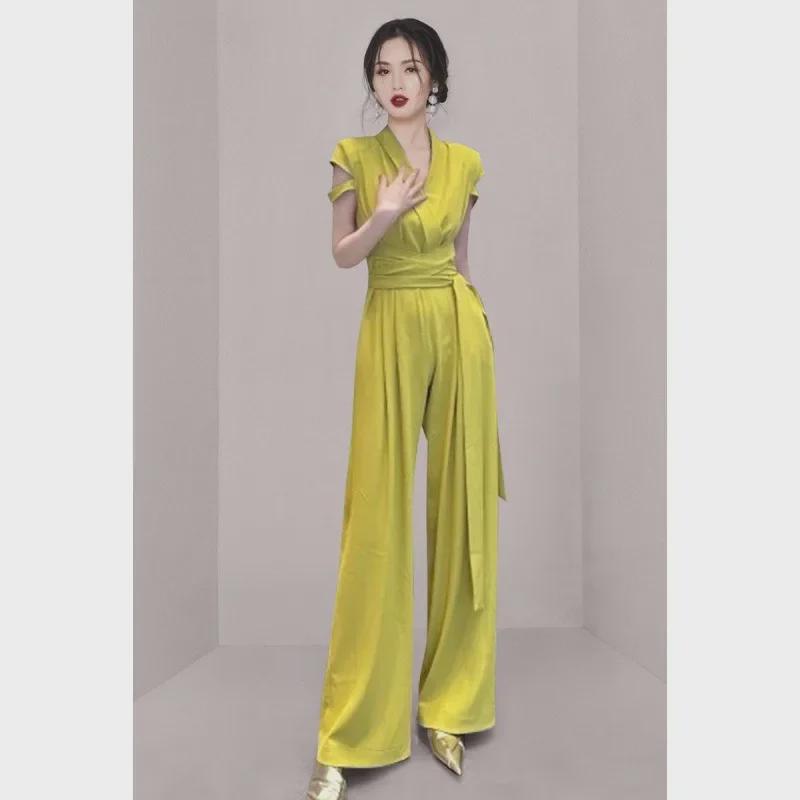 "Elegant Wide-Leg V-Neck Jumpsuit for Women - Summer Style"