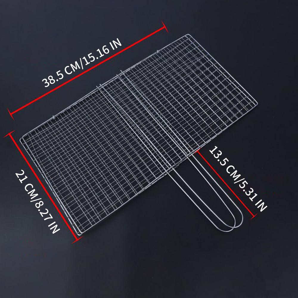 Portable Grill Basket Stainless Steel BBQ Barbecue Grilling Basket With Handle Steak Fish Basket Kitchen Accessories