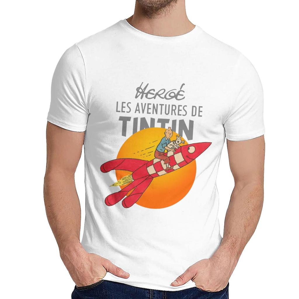 Tintin The Adventures Of Tintin Tee Crewneck Streetwear Male Organic Cotton Plus Size Camiseta