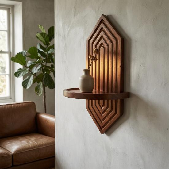 Solid Wood Wall Shelf, Thickened Storage Shelf for Small Plants, Decorative Aromatherapy Holder Shelf for Home Decor