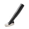 Womens Over-the-Knee Stretch Boots Size 44 Wide Fit Flat Heel PU Leather Round Toe Warm All-Season