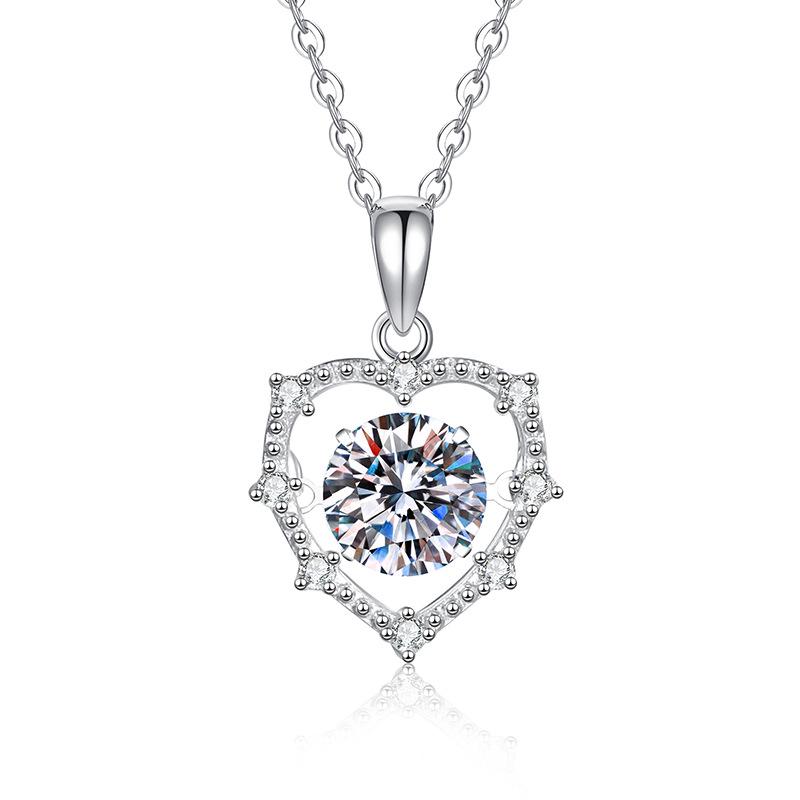 

Original Moissanite Heart Pendant Necklace - 925 Sterling Silver, Women s High-End Ins Style 1 Carat High Carbon Stone
