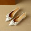 Fashion Women Pumps Comfort Stiletto Heels Bow Tie Summer Shoes for Women Large Size New Pointed High Heels Sandals Wedding Shoes Bride