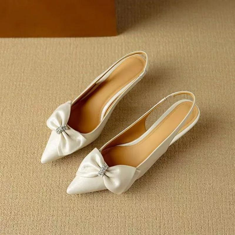 Fashion Women Pumps Comfort Stiletto Heels Bow Tie Summer Shoes for Women Large Size New Pointed High Heels Sandals Wedding Shoes Bride