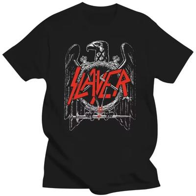 2025 Slayer Męski T-shirt Czarny Orzeł Mężczyźni Kobiety Średni Czarny T-shirt Bawełniany T-shirt Pasujące Stroje Rodzinne Odzież Męska