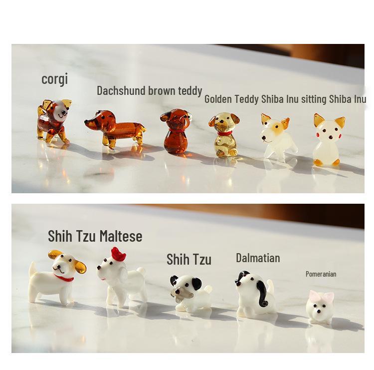 Teddy, Corgi, Shiba Inu, and Pomeranian Glass Animal Ornaments