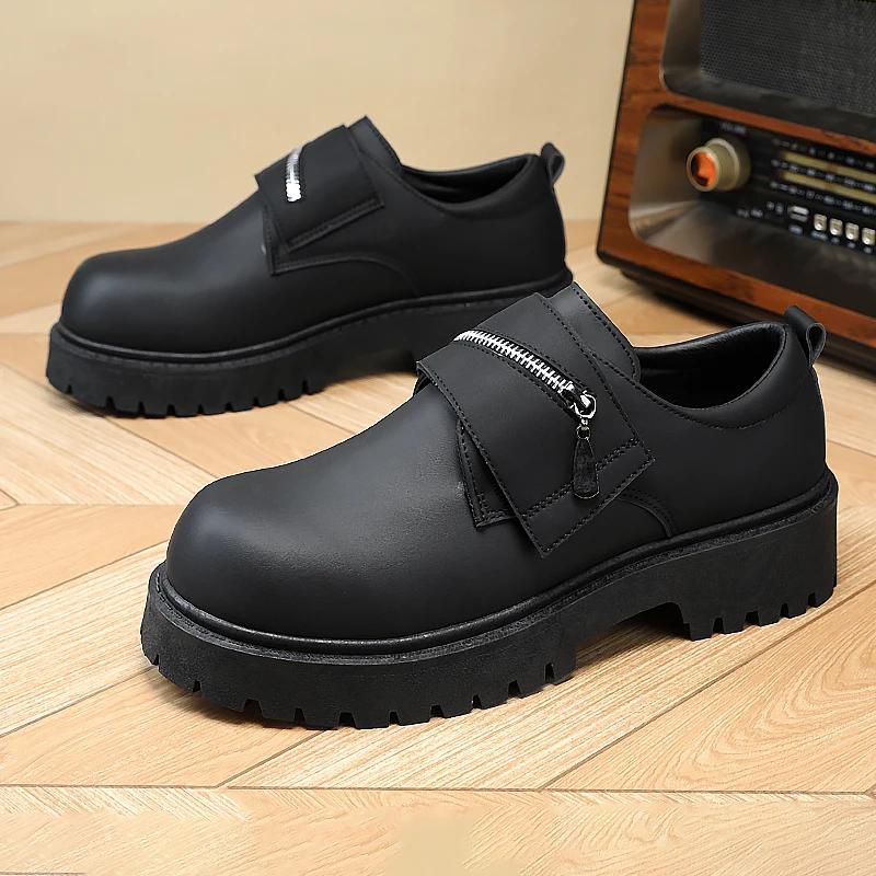 Fashion Men Casual Thick Bottom Heightening Business Loafers New Casual Leather Antiskid Walking Shoes Comfy Tooling Oxford Shoe