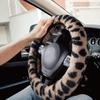 Road Comforts Leopard Plush Steering Wheel Cover For Winter, Made With Flurry Microfiber, Universal Fit 14 1/2 To 15 Inches Steering Wheel Cover,