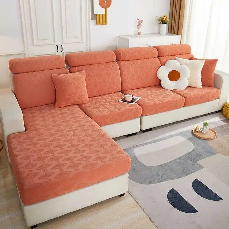 High Stretch Sofa Seat Cover 3D Jacquard Couch Individual Cushion Slipcover Non-slip Bench Covers
