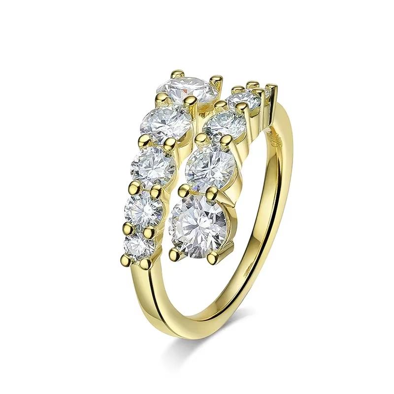 Smyoue 10 Gems Full Moissanite Rings for Women Sparkling Flawless Lab Created Diamond Wedding Band S925  Silver Jewelry