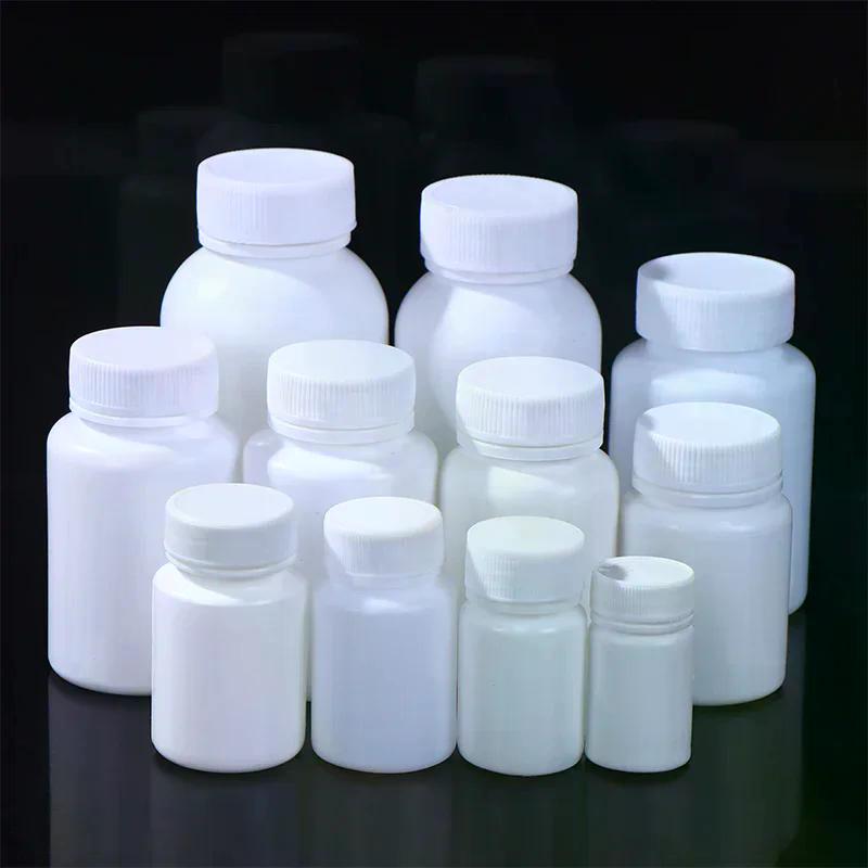 Bouteille à Médicaments en Plastique PE de Qualité Alimentaire 15-180ML Bouchon à Vis Blanc Boîte à Pilules Contenant de Rangement Pour Pilules Cosmétiques Emballage Alimentaire Porte-