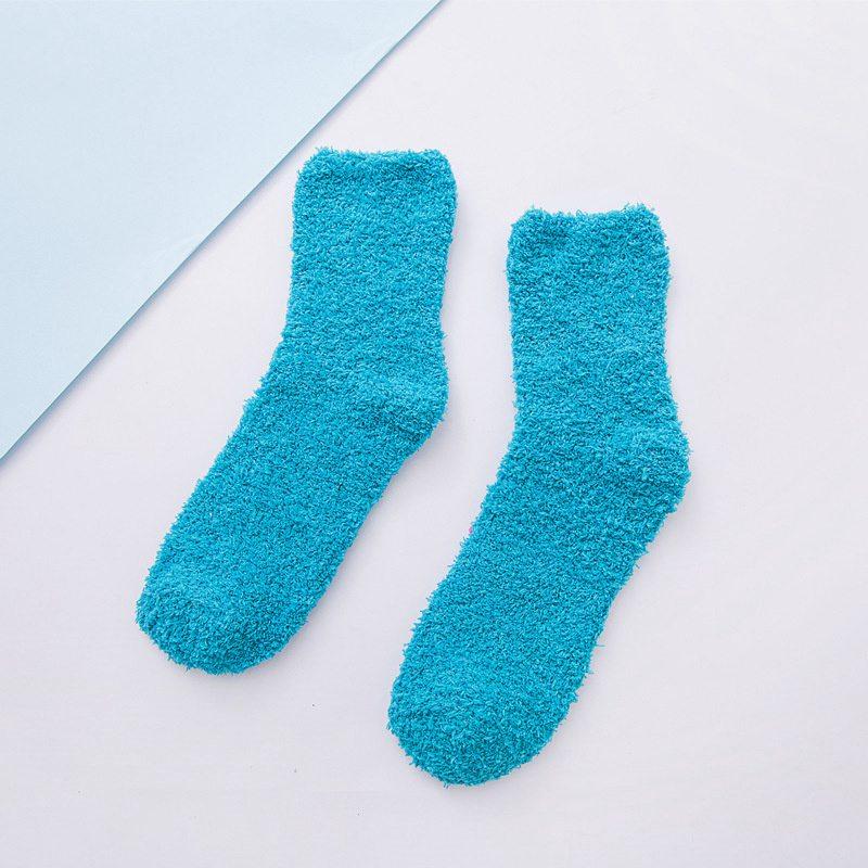 Women's Winter Tube Socks Candy Color 6PC Solid Color Thick Socks Casual Floor Socks Coral Fleece