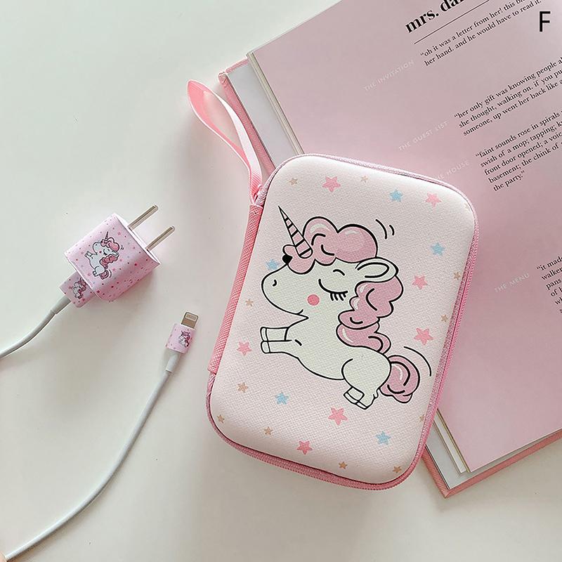 Cute Cartoon Fruit Flower Pattern Headphone Data Cable Storage Bags Charger Power Bank Rectangular Box Zipper Bag Pouch