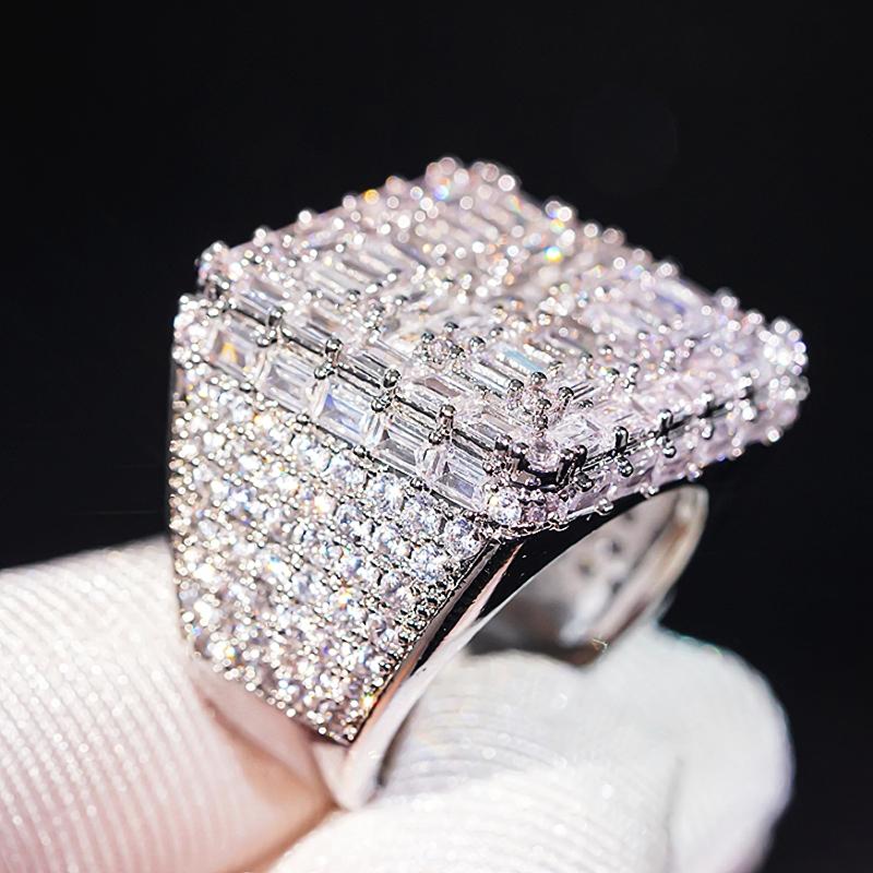 Huitan Trendy Geometry Women Ring Inlaid Full Bright Cubic Zirconia for Wedding Party Engagement Noble Accessories Jewelry Gift