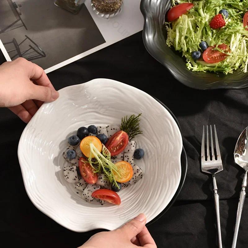 Creative Irregular Ceramic Bowl Luxury Restaurant Delicious Salad Bowls Home Afternoon Tea Yogurt Salad Bowl Unique Tableware