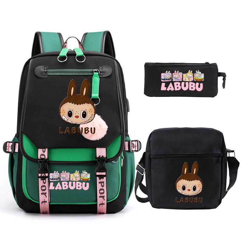 Cartoon Printed Children's Backpack Large Capacity Campus Trend Student Schoolbag Three-piece Set