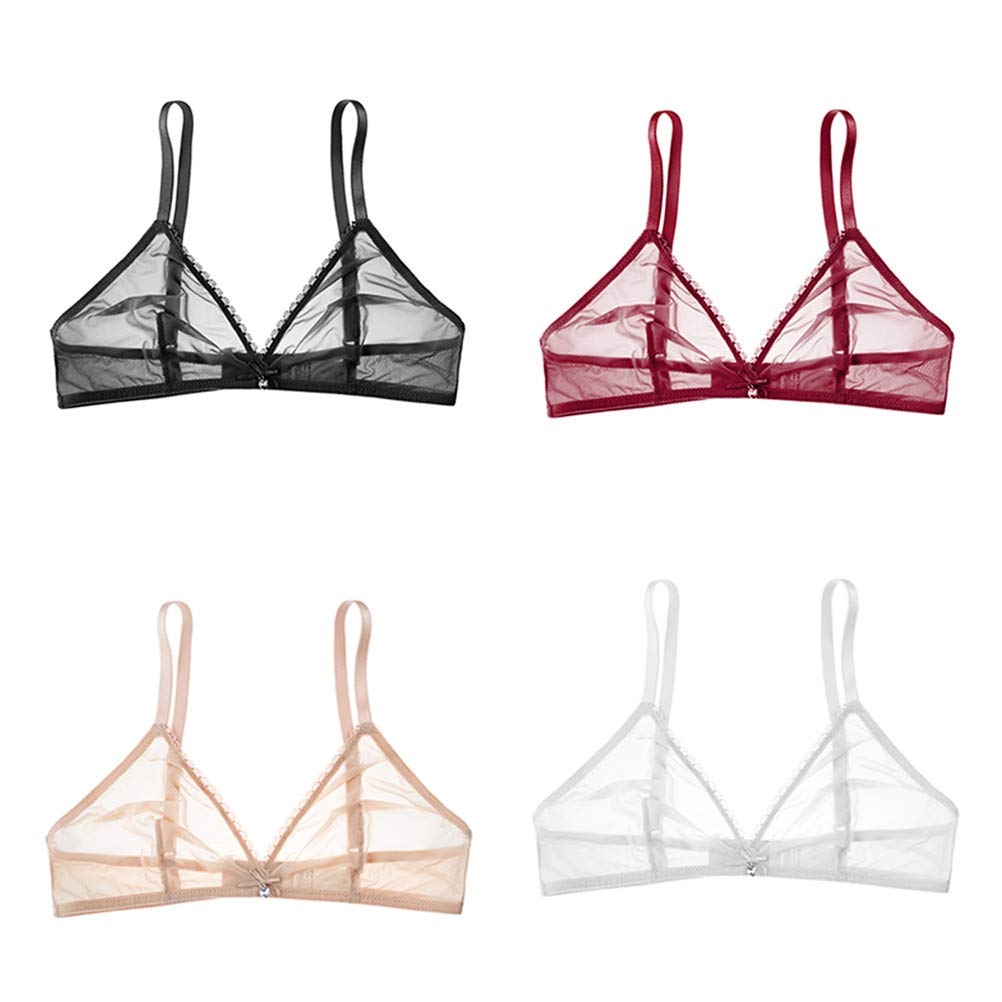 

Varsbaby Exclusive Bra [Amazon Brand] See-through Bra, Non-Wired, Sexy, See-through Underwear, Women s (D308TS-Black+Beige+Red+White-S)