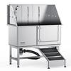 1.57M Pet Dog Bathing Station w/Ramp, Professional Stainless Steel Dog Grooming Tub W/ Soap Box, Faucet,Rich Accessory,Bathtub for Large,Medium,Small
