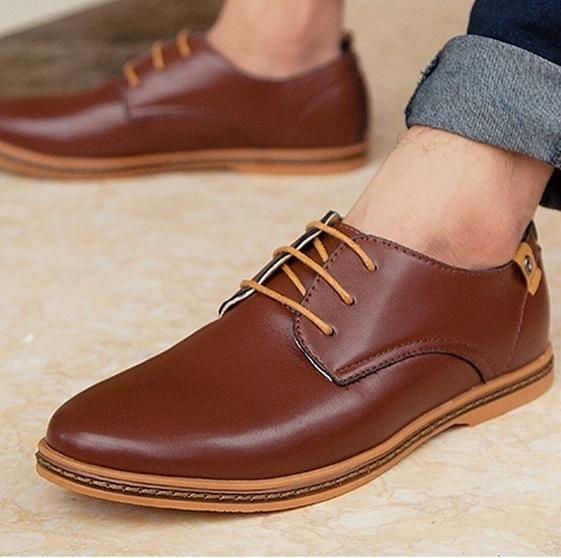 Premium Fashion Casual Pu Leather Men Business Shoes In Brown Black Blue Sizes 6-13