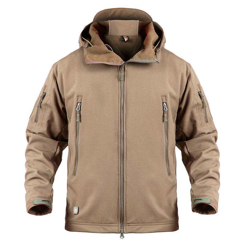 Soft Shell Waterproof Military Jacket Men Winter Warm Outdoor Hiking Hooded Camouflage Fleece Tactical Coat