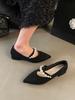 French Mary Jane shoes women's shoes spring and summer 2025 new pearl word with pointed head with skirt shallow mouth single shoes