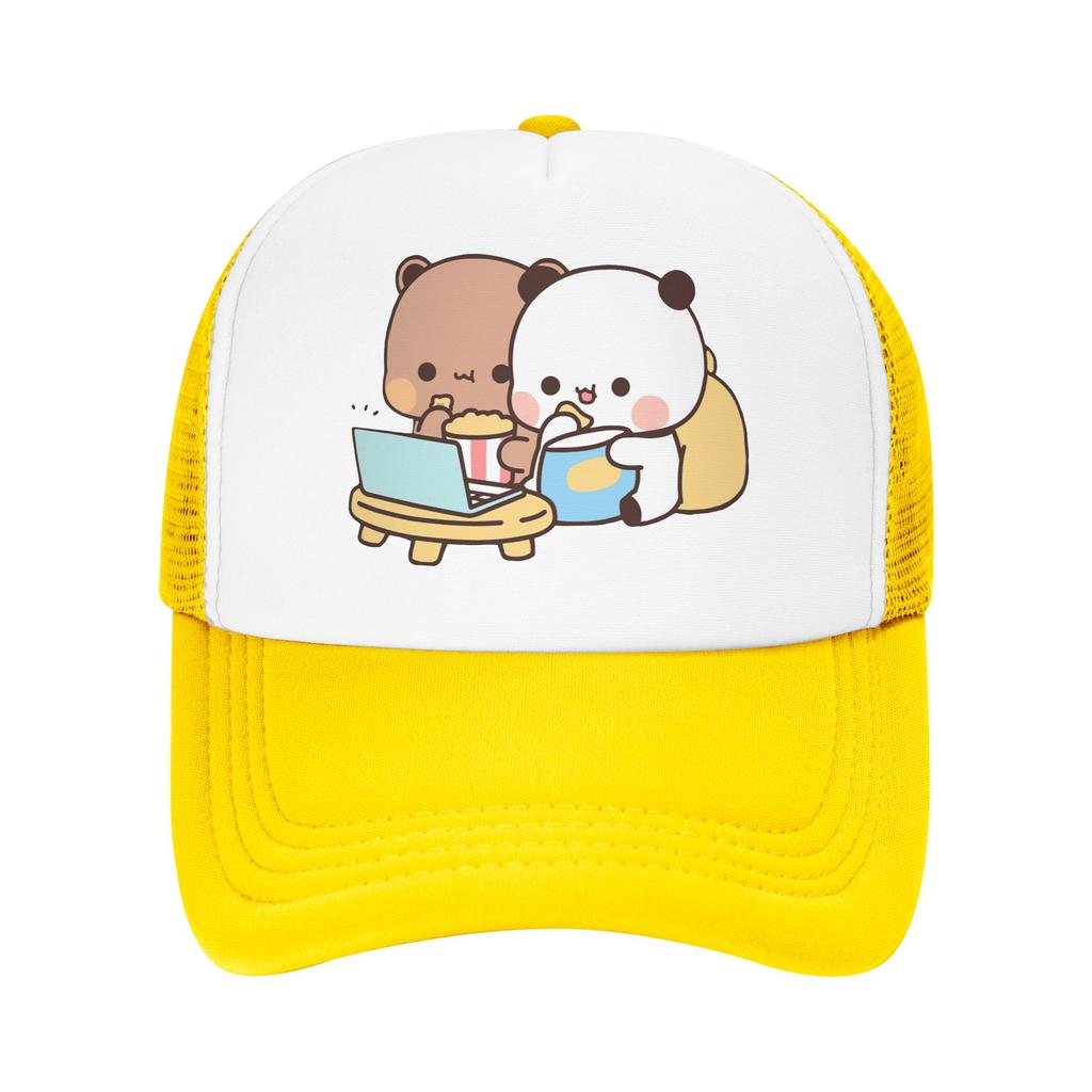 Panda Bear Couple Anime Cartoon Trucker Cap Mesh Baseball Caps Snapback Caps Bubu And Dudu Hat Sun Hat Breathable Racing Cap
