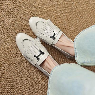 Suede Fashion Spring Size 42 41 Thick Heels Women Round Toe Tassel Fringe Loafers Shoes Pumps