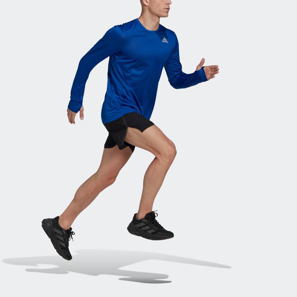 Adidas OTR Long Sleeve Print Logo Crew Neck Running T-Shirt Men Tops Blue HL5983