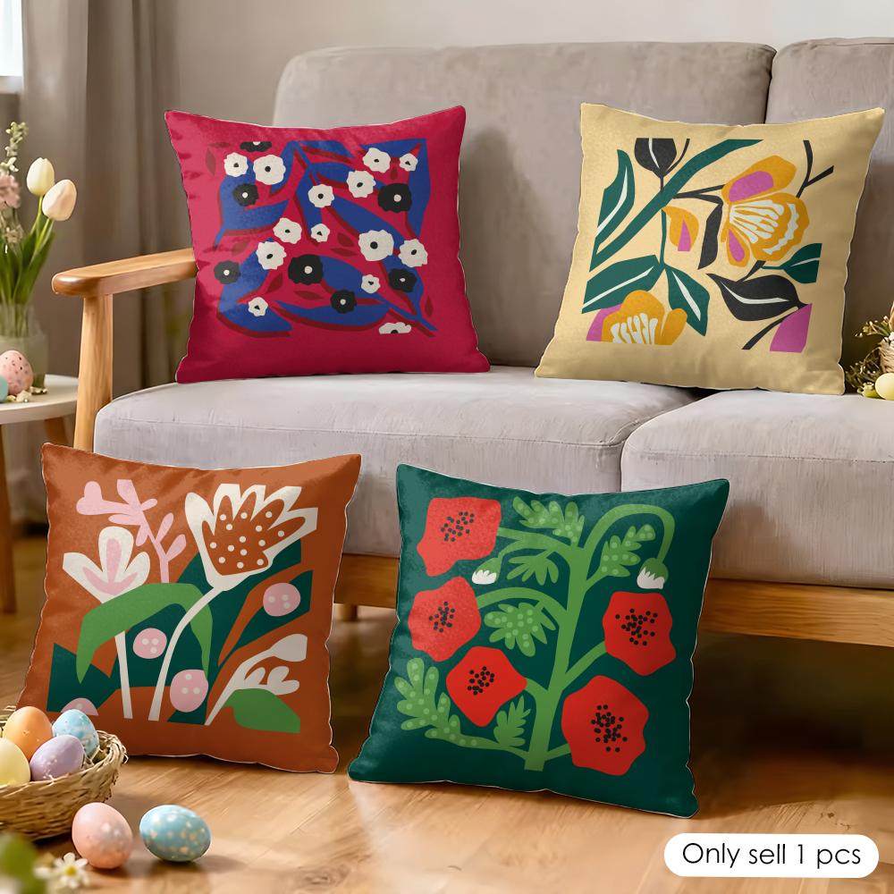 Flower Cushion Cover Soft Plush Fabric DoubleSided Printed Cushion Covers for All Seasons Modern Home Decor