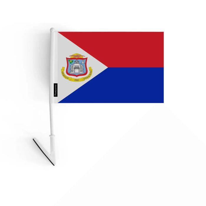Drapeau Adhésif - Saint-Martin - 14 X 21 Cm - Polyester - Léger - Recto/verso