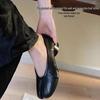 Women's Chunky Heel Mary Jane Split-Toe Shoes: New Retro Pleated Design Ballet Flats