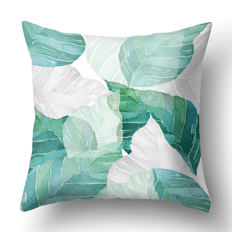 Polyester Pillowcase Green Tree Leaf Pillowcase Home Soft Furnishing Car Cushion Cover