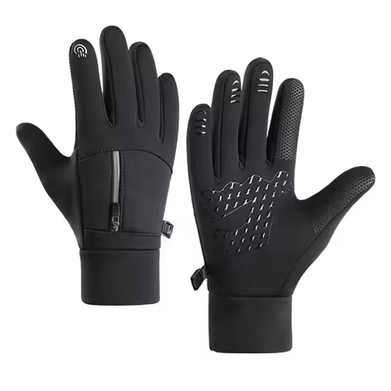 Winter Warm Portable Pocket Gloves Men's and Women's Touchscreen Reflective Zipper Gloves Outdoor Fishing and Skiing Gloves