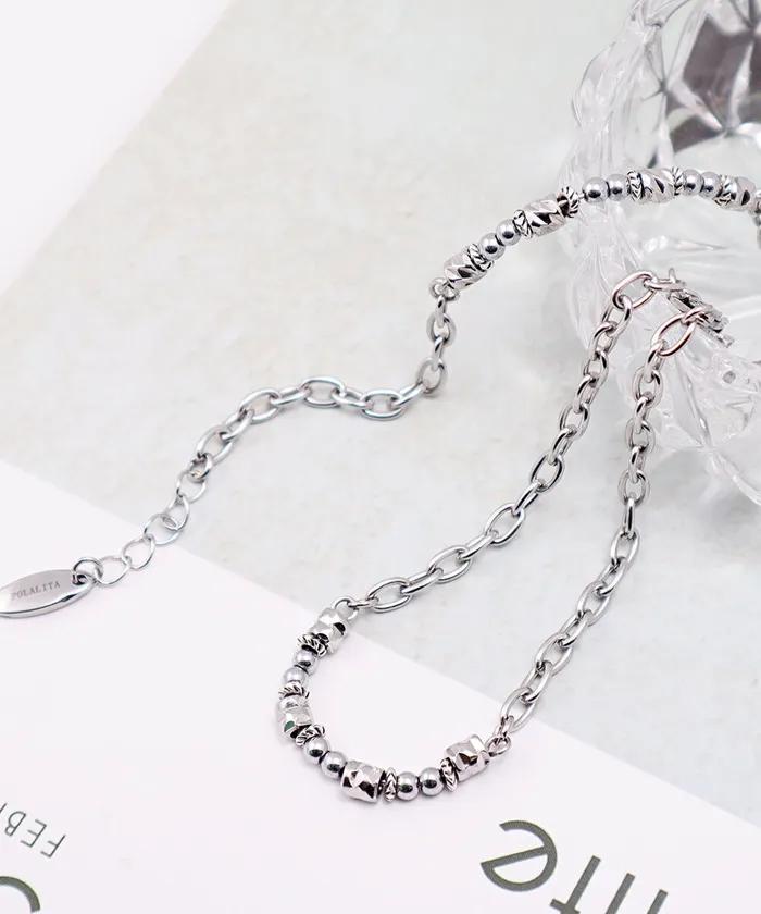 Surgical Chain Shine Mix Charm Layered Bracelet (PLT-BR-078_SV)