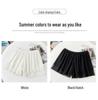 H306 Women's White Lace Anti-Exposure Summer Safety Shorts - Thin, Non-Rolling Edge, Double Layered