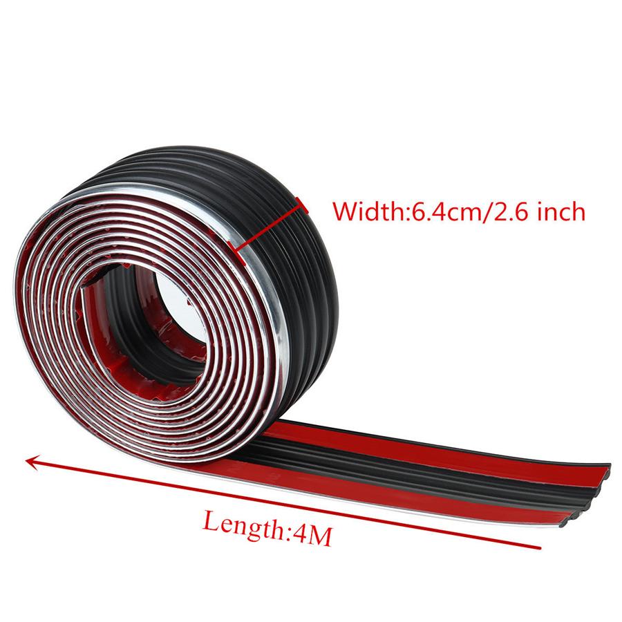4M Universal Body Side Molding Belt Exterior Protector Roll Black Chrome For Pick Up Truck