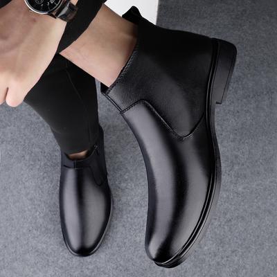 Fashion New Arrival Male High Top Shoes Handmade Mens Winter Autumn Chelsea Boots Warm Plush Fur Ankle Boots Genuine Leather Man Botas