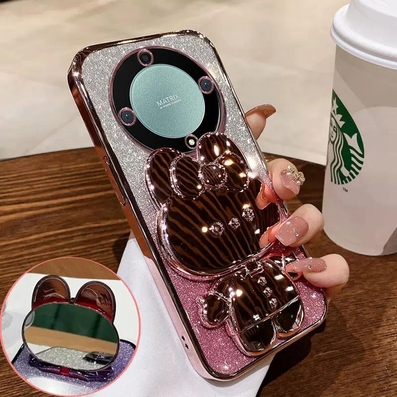 Rabbit Mirror Bracket Case for Honor Magic 7 Pro Magic 6 Lite 5 Pro Honor X9A X9B X8A X8B X7A X7B X6A Seismic Protective Shell