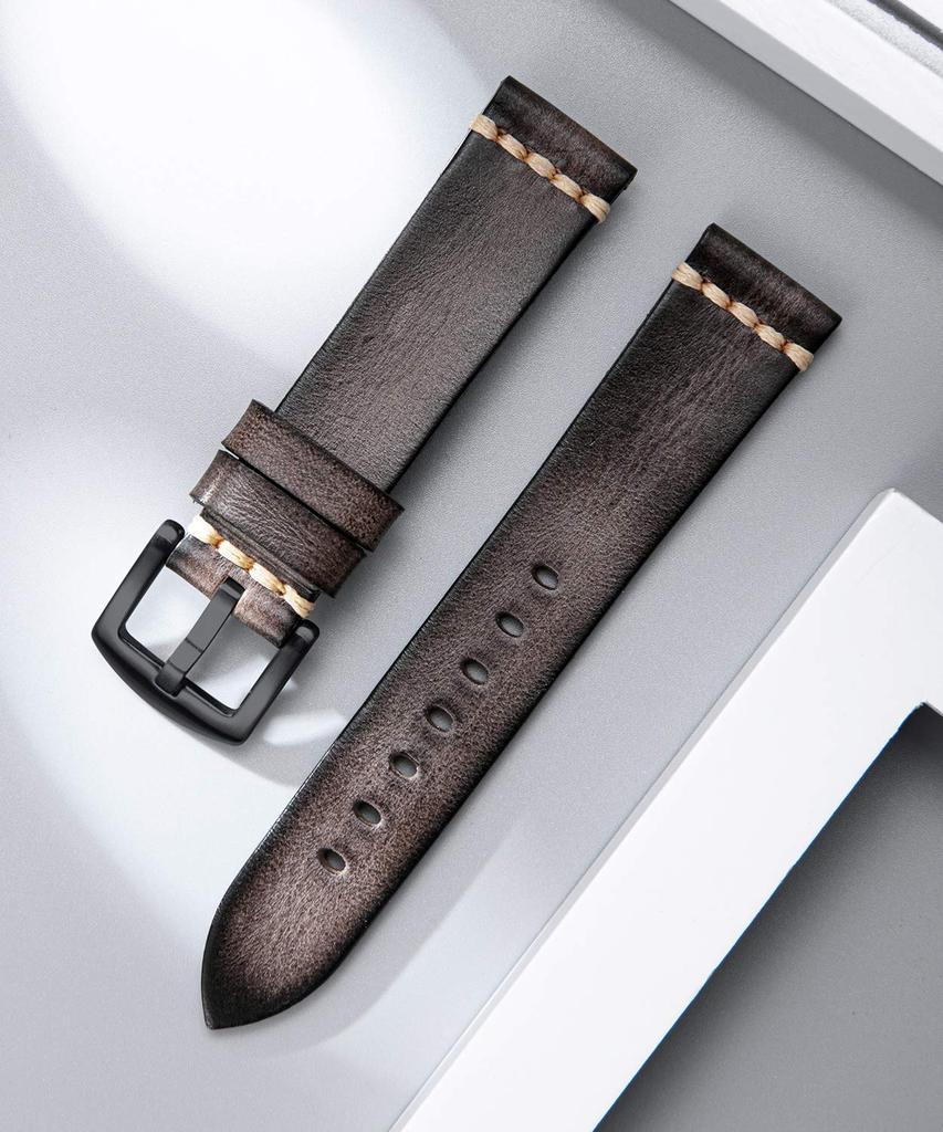 Uhrenarmband Ersatzband Lederband Echtlederband Gegerbtes Lederband Kalbsleder Klassisch Retro Business Dick Robustheit Flexibilität