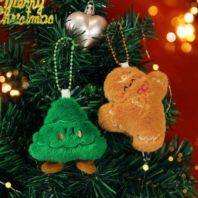 Mini Cute Christmas Keychain Plush Fun Doll Cartoon Santa Claus Gingerbread Man Xmas Tree Couple Keychains Christmas Decor